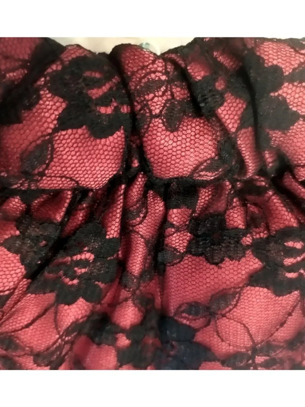 Accessories Red And Black Satin Lace Evening Clutch Bag With Silver Chain